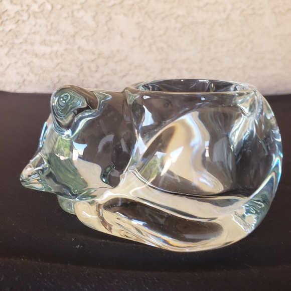 Indiana Glass Cat Votive Candle Holder Sleeping Kitty Clear Heavy 2 1/2… - Picture 4 of 6